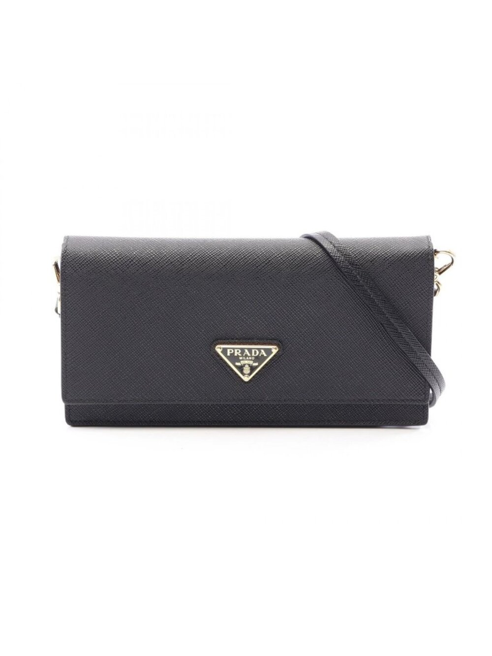 Prada Shoulder Bag Saffiano Triangle Logo Black Leather Mini